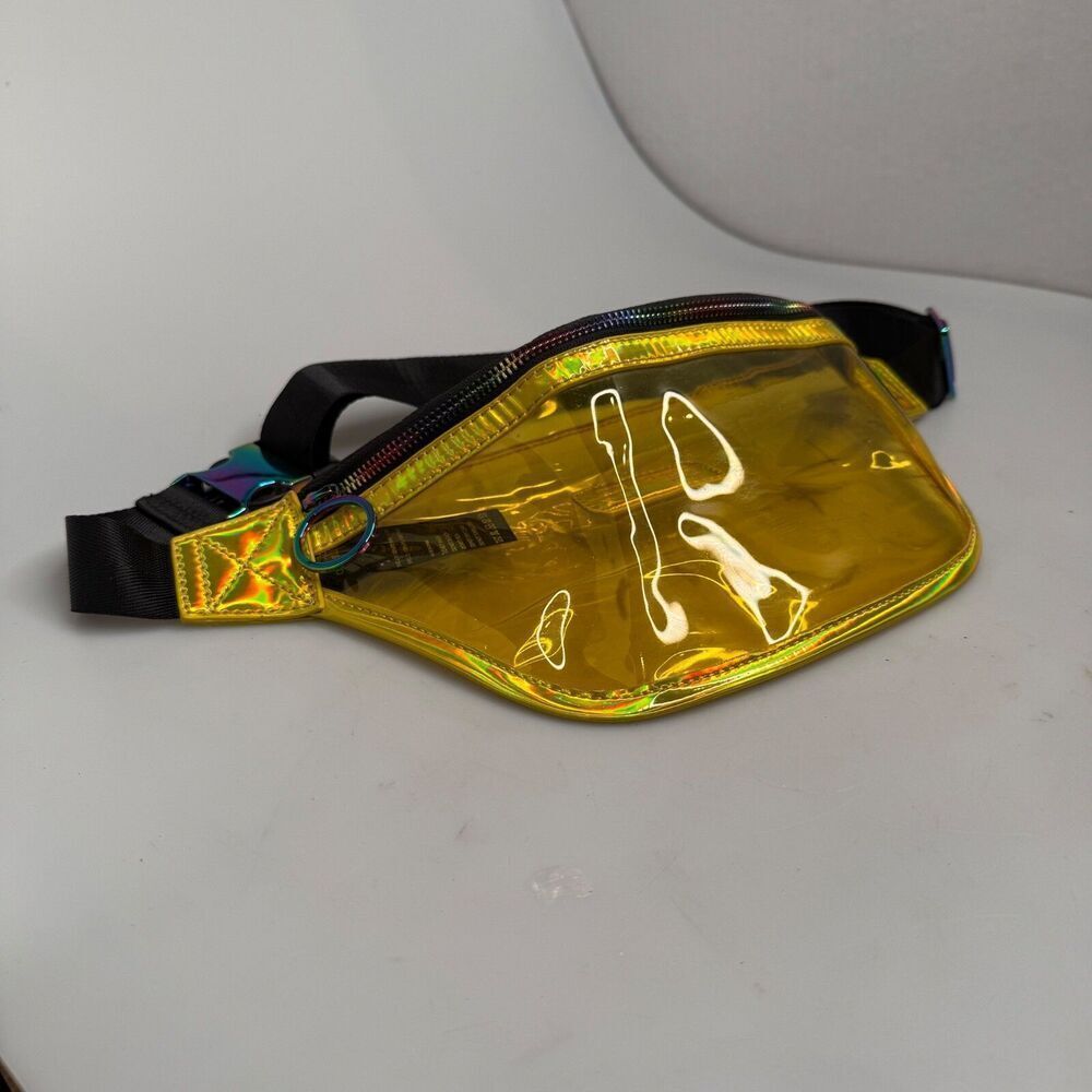 Like Dreams Yellow Clear Fanny Pack Waist Crossbody Bag 11"x6"x3" GUC Adjustable - Picture 7 of 16